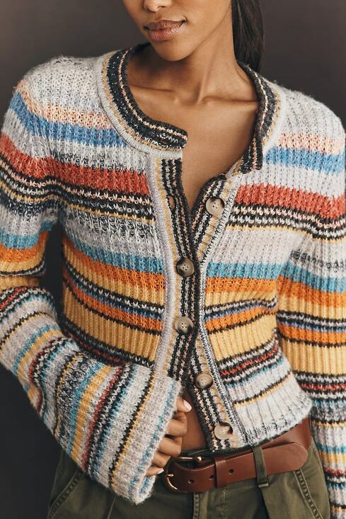 Pilcro Sweaters - Pilcro Anthropologie Ribbed Multi Stripe Cardigan Sweater NWT